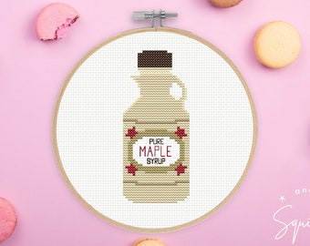 Maple Syrup Jug Cross Stitch Pattern ~Instant Download PDF~ Pure Maple Syrup