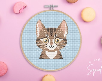 Tabby Cat Brown Cross Stitch Pattern ~Instant Download PDF~
