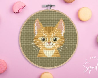 Patrón de punto de cruz naranja gato atigrado ~Descarga instantánea PDF~