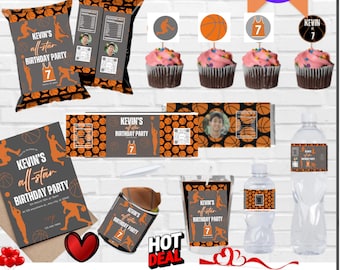 Basketball Birthday Party Bundle: Editable Favor Templates (Digital Download)