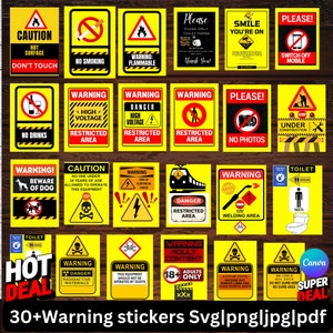 Warning stickers|Danger stickers Svg/Png|Jpg|Pdf|Printable Digital downloads