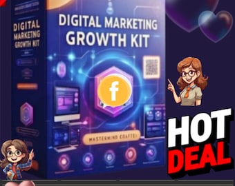 May include: A digital marketing growth kit with a Facebook icon, a cartoon woman, and the text "HOT DEAL" and "FACEBOOK ADS COURSES Premium Full Video Course".