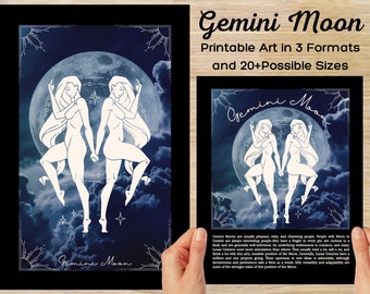 Gemini Moon Art Prints | Zodiac Astrology Set (Digital Download)