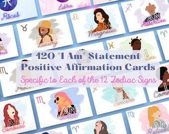 Zodiac Affirmation Cards | 120 "I Am" Statements, Manifestation Deck (Digital Download)