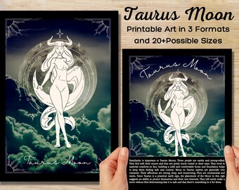 Taurus Moon Art Prints | Zodiac Astrology Set of 3 (Digital Download)
