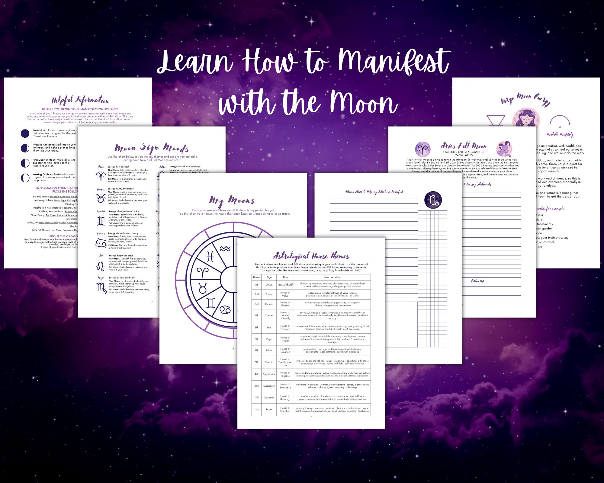 Moon Ritual Journal: 6x9 Guided Journal for 13 New and Full Moon