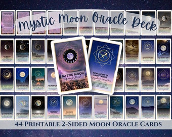 Mystic Moon Oracle Deck | Printable Divination Cards | 44