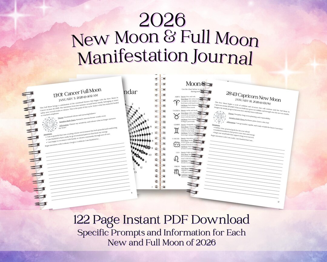 2026 Moon Manifestation Journal | Astrological Lunar Planner & Calendar ...
