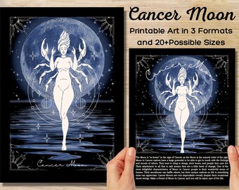 Cancer Moon Art Prints | Zodiac Astrology Set (Digital Download)