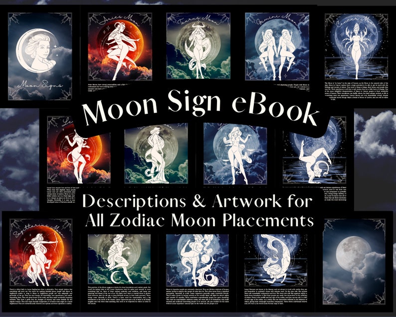 Moon Sign Printable Moon Sign Placement Prints Astrology Printable PDF