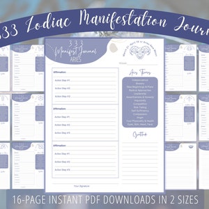 333 Manifestation Journal | Zodiac Goal Setting Journal | Law of Attraction Journal | Manifestation Printable PDF | Law of Attraction Pages