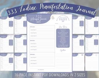 333 Zodiac Manifestation Journal | Law of Attraction (Printable PDF)