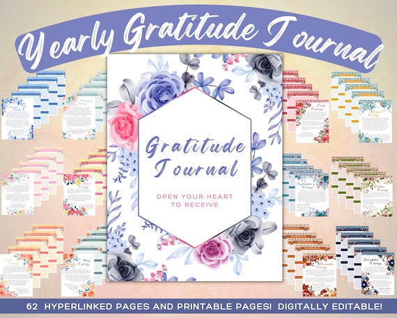 Yearly Gratitude Journal | Watercolor Manifestation Planner (Printable & Digital)
