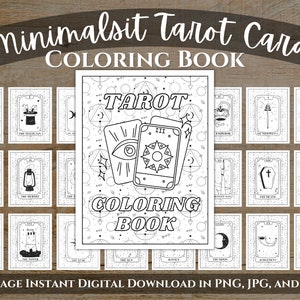 Tarot Card Coloring Book | Major Arcana Printable | Witchy Coloring Pages | 24-Page Printable Digital Download | Minimalist Tarot Clip Art