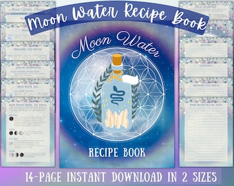 Libro de recetas de Agua de Luna / Páginas del Grimorio de Manifestación (PDF)