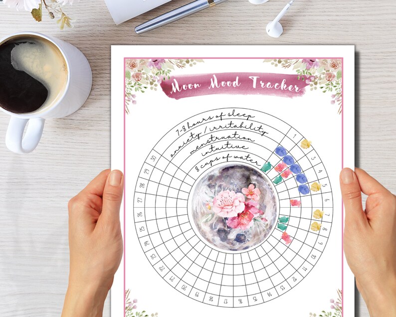 Printable Moon Mood Tracker | Circle Lunar Calendar (PDF) - Etsy