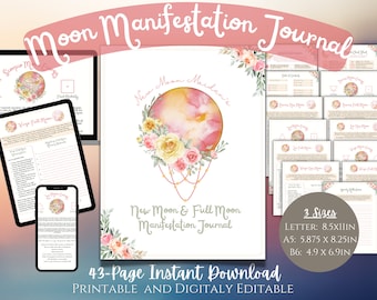 New and Full Moon Manifestation Journal | Printable and Digital PDF