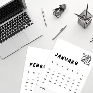 2022 Monthly Calendar, Printable Calendar Template, Minimalist Calendar, Botanical Calendar, A4/Letter