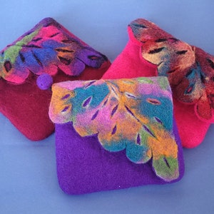 Elegante pochette in feltro di lana, borsetta colorata fatta a mano, regali per bambini e adulti, portamonete multicolori e vivaci, colore rosa, viola, prugna
