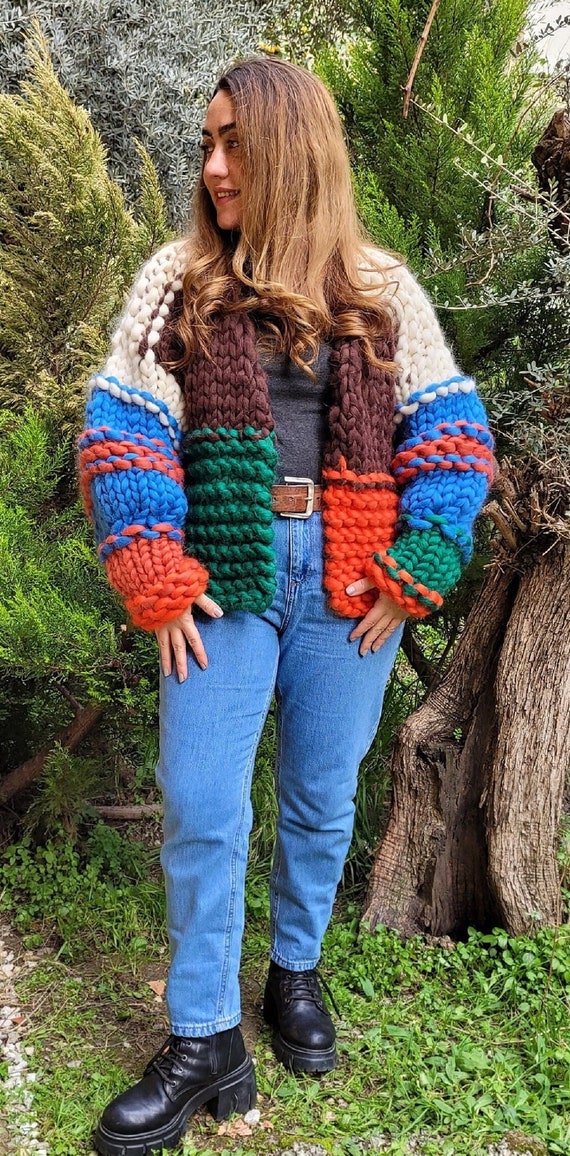 Women's Super Chunky Vintage Style Cardigan %100 Wool - Etsy