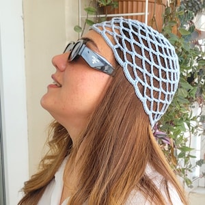 Crochet hat, Cotton Mesh Knitted Hat, Skull cap, Retro hat, Fishnet Hat, Summer Hat, Crochet Lace Beanie, Handmade Gift