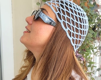 Crochet hat, Cotton Mesh Knitted Hat, Skull cap, Retro hat, Fishnet Hat, Summer Hat, Crochet Lace Beanie, Handmade Gift