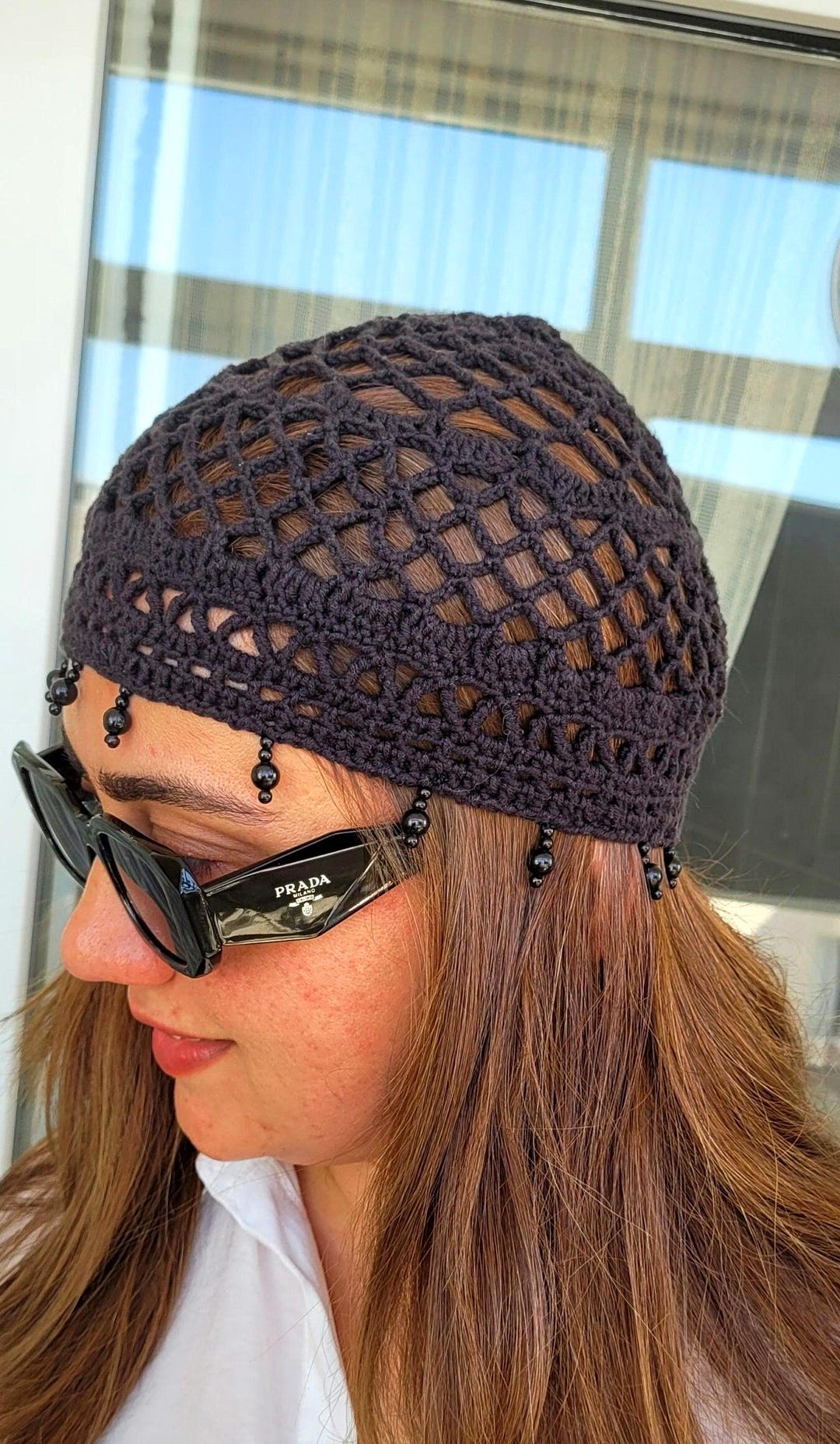 Crochet Cotton Mesh Hat – Boho Skull Cap for Summer, Festival