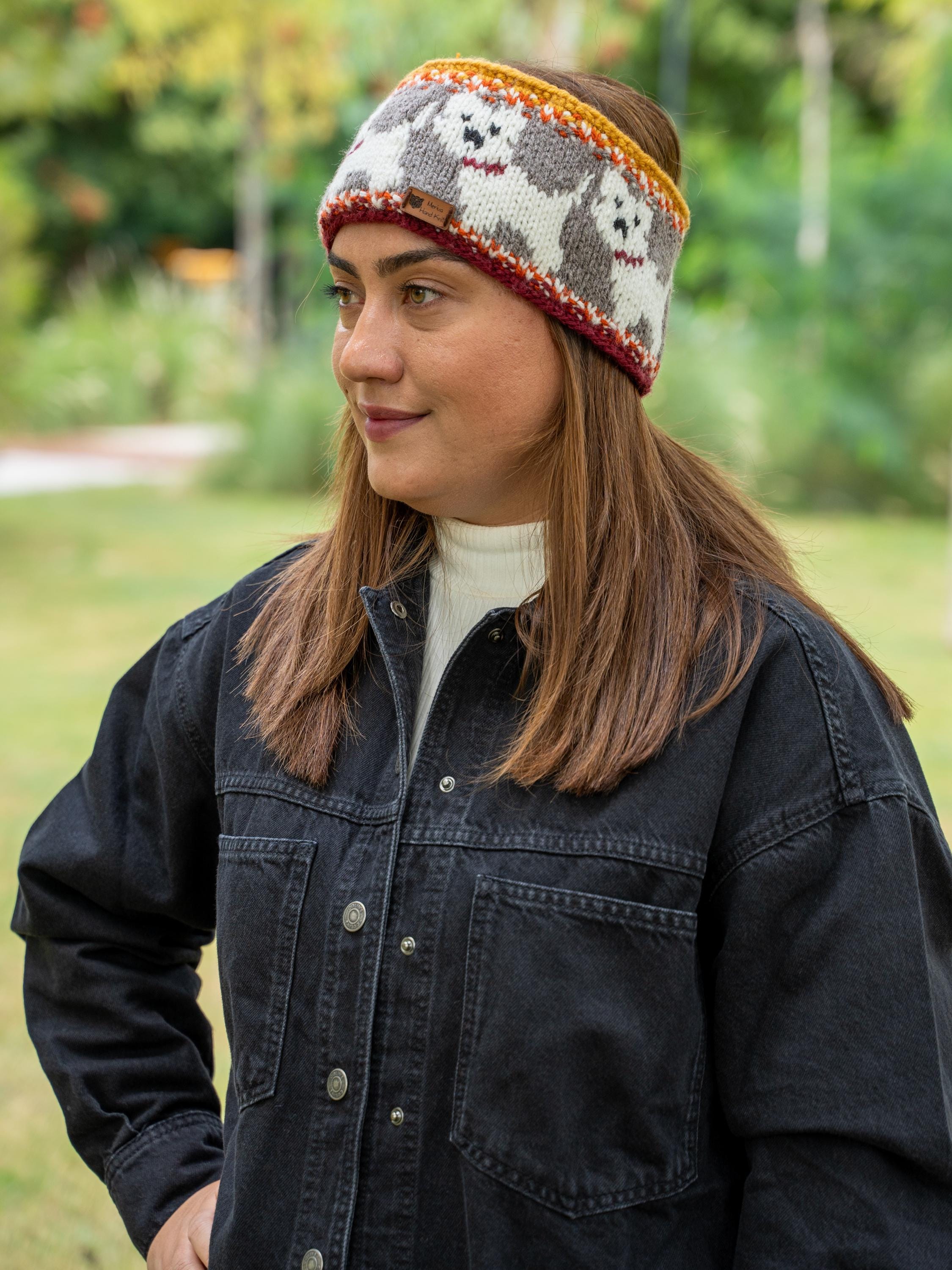 Hand Knit Dog Pom Pom Beanie: Fleece Lined Winter Headband - Etsy