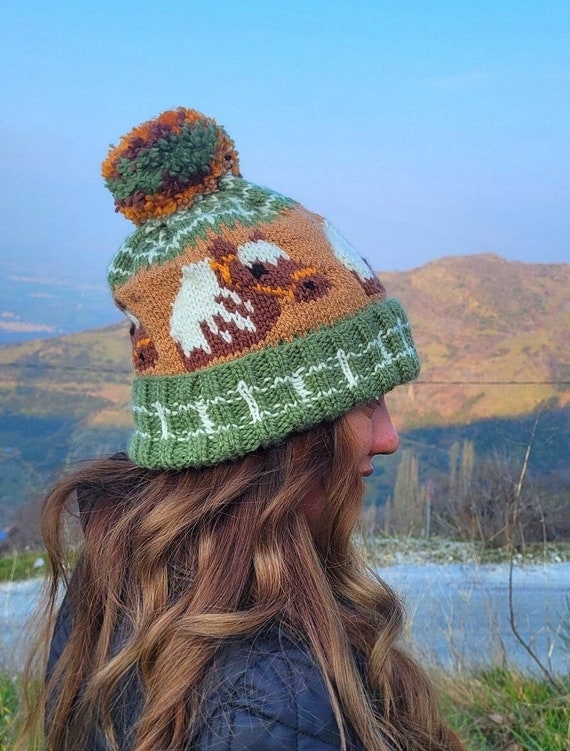 Hand Knit Wool Horse Beanie: Fleece Lined Winter Hat - Etsy display picture 3
