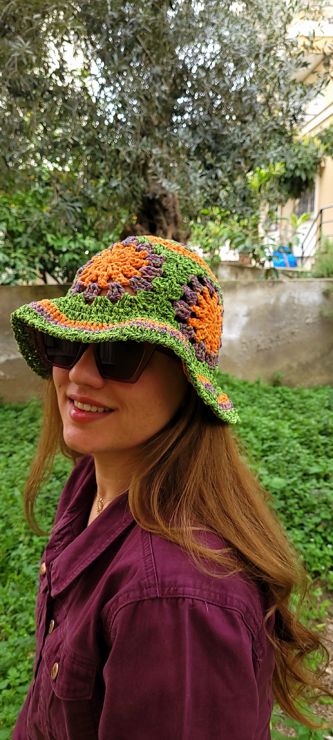 Neon Crochet Bucket Hat in Pink, Yellow & Green Colorful Bucket Hat – The Crocheting main image 4