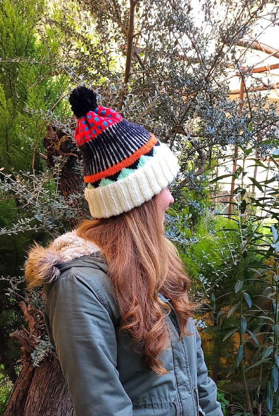 Bonnet Unisexe Adulte Avec Pompons - Tricoté Main, Rose, Taille Unique, Neuf Sans étiquette