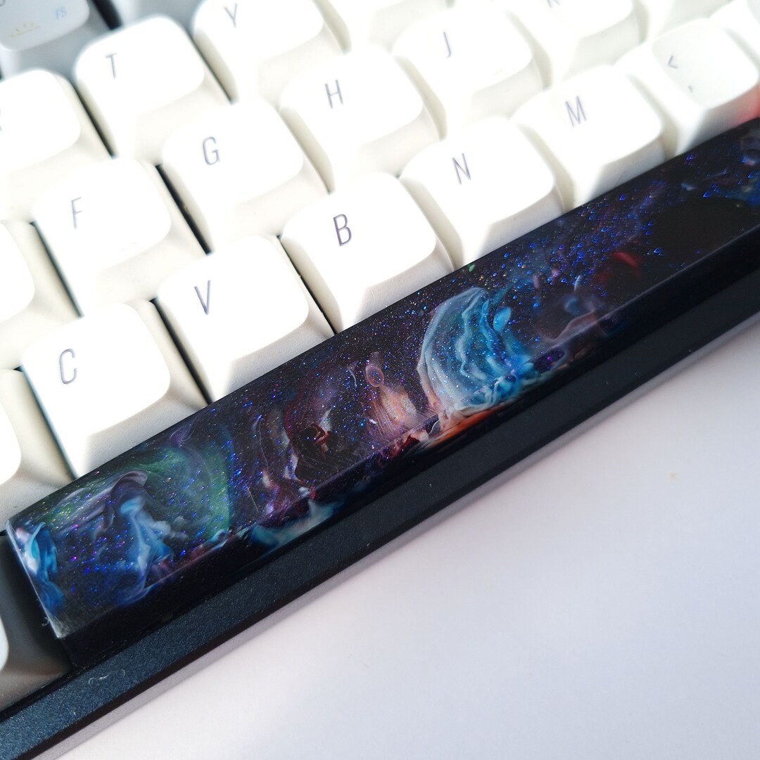 Epoxy Resin Artisan Keycap, Custom Keycaps, Interstellar Galaxy Keycap
