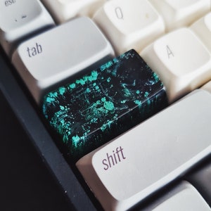 Epoxy Resin Artisan Keycap, Custom keycaps, Moss Botanical Keycaps, OEM SA Keycaps, Mechanical Keyboard Shift Spacebar Keycap