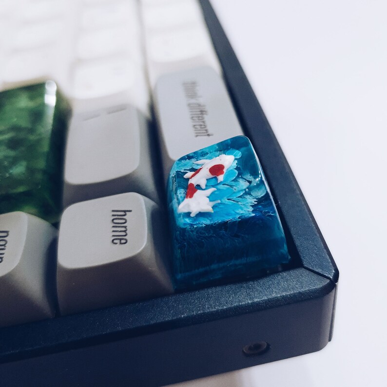 Epoxy Resin Artisan Keycap Custom Keycaps Botanical Koi Etsy