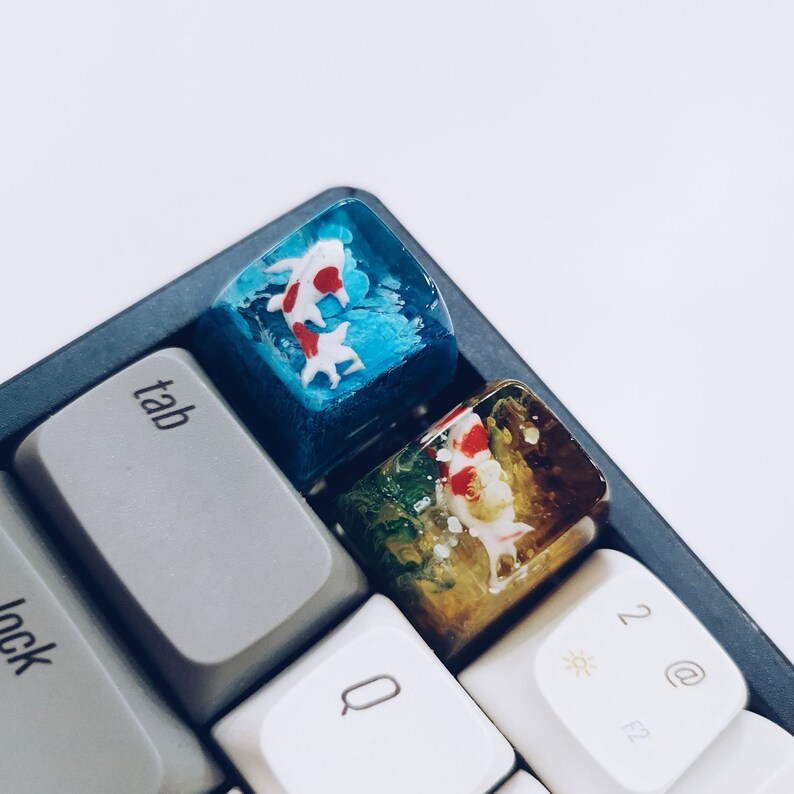 Epoxy Resin Artisan Keycap Custom Keycaps Botanical Koi Etsy