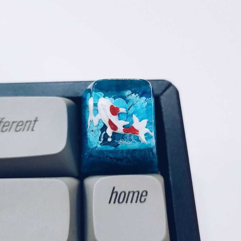 Epoxy Resin Artisan Keycap Custom Keycaps Botanical Koi Etsy