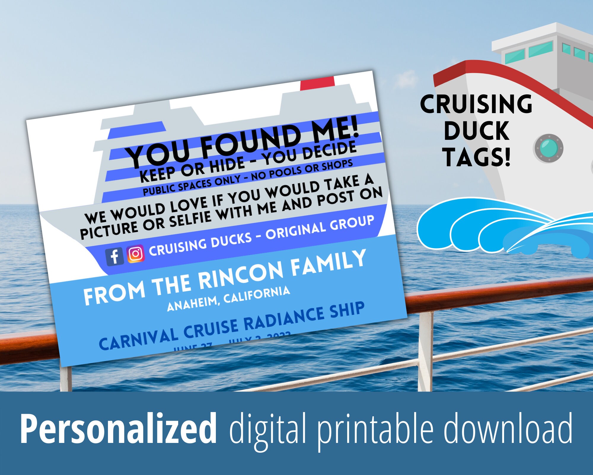 Cruising Ducks Tag Printable Digital Download Cruising Duck - Etsy