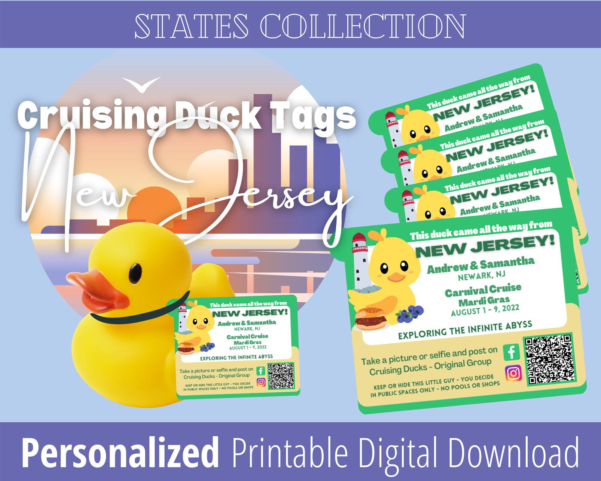 Cruising Ducks Tag Printable Digital Download New Jersey - Etsy