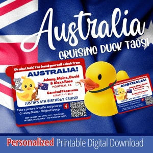 Cruising Ducks Tag, Digital Download, Tags for Ducks, Carnival Duck Tag, Gift for Cruise, Rubber Duck Tag, Cruise Duck Printable, Australia