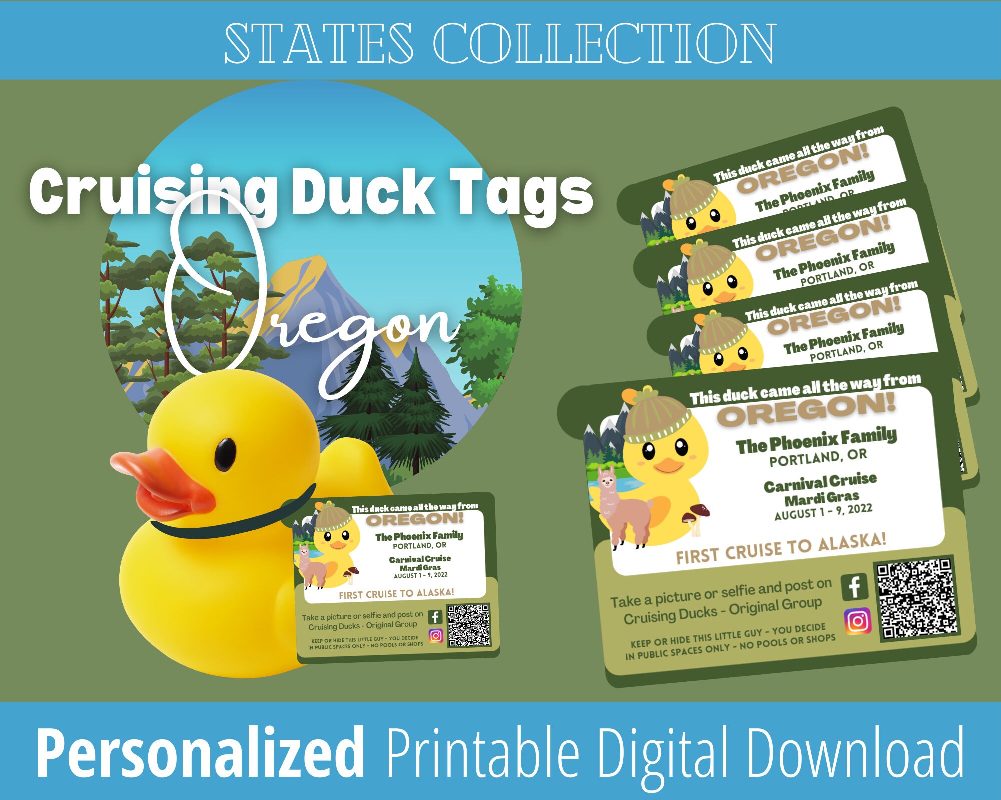 Cruising Ducks Tag Printable Digital Download Oregon State - Etsy