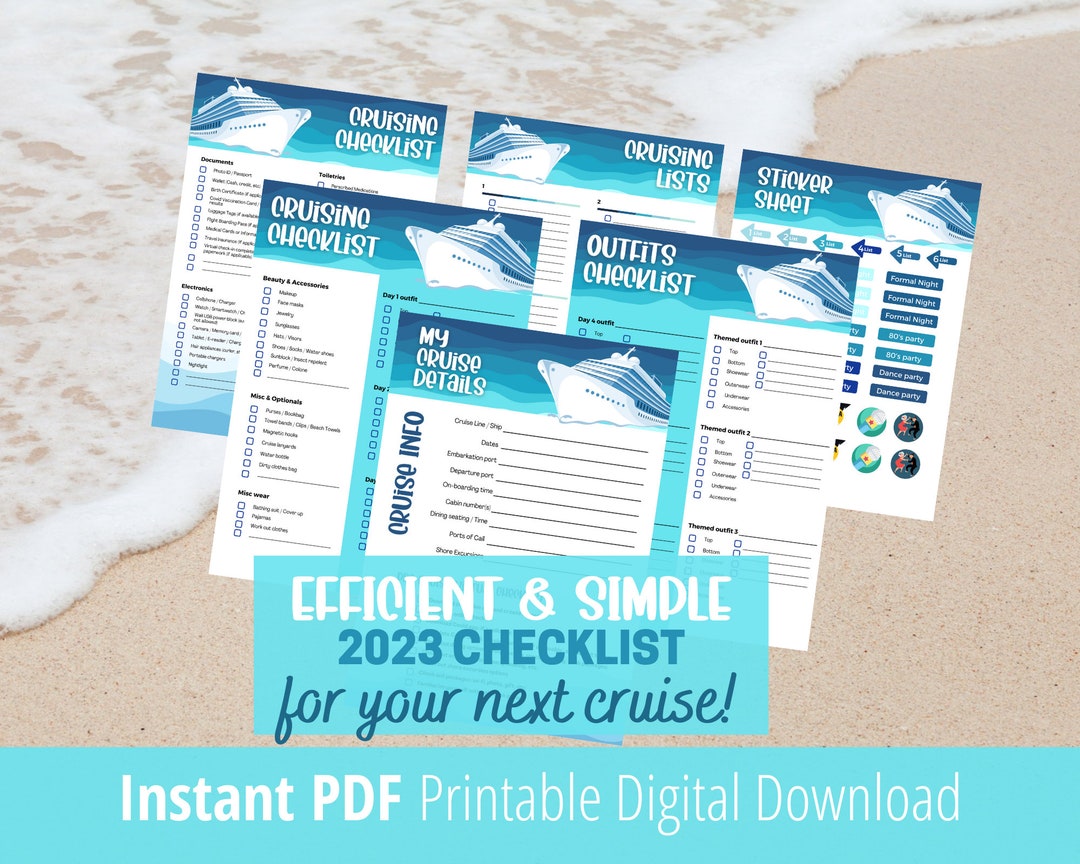 Instant Printable Cruise Checklist, Digital Download, Cruising Planner ...