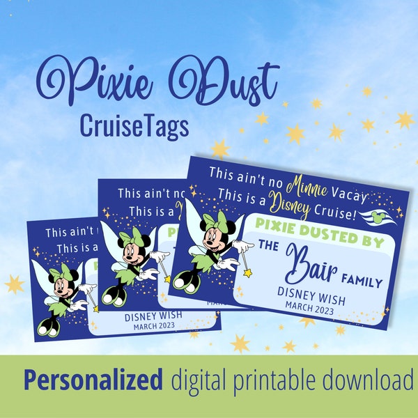 Pixie Dust Tag, Printable Digital Download, Fish Extender, Cruising Ducks Tag, Custom Tag, Pixie Dust PNG, Cruise PDF, Gift for Cruiser