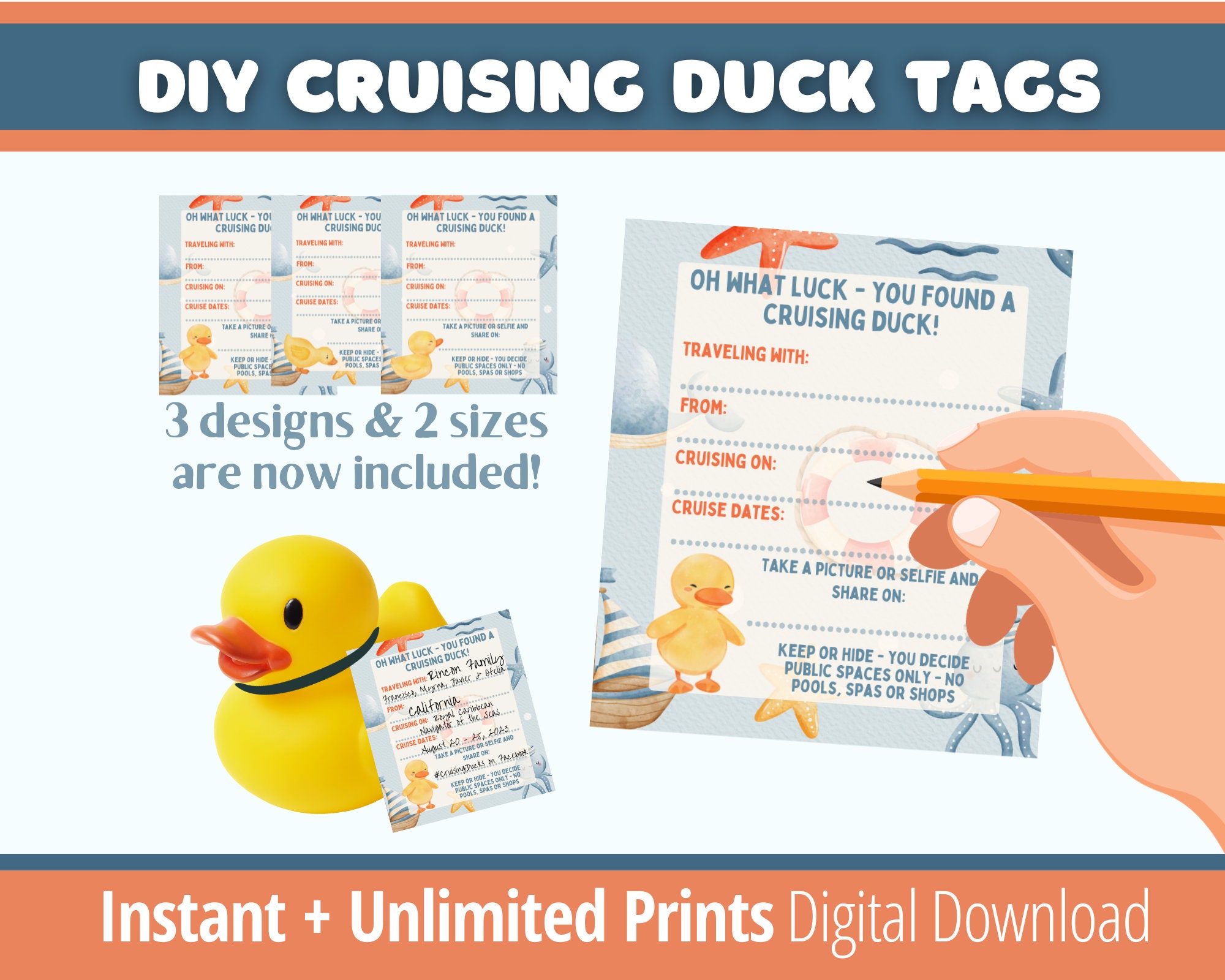  Duck Tags, Cruising Rubber Duck Tag, Scratch Off Duck