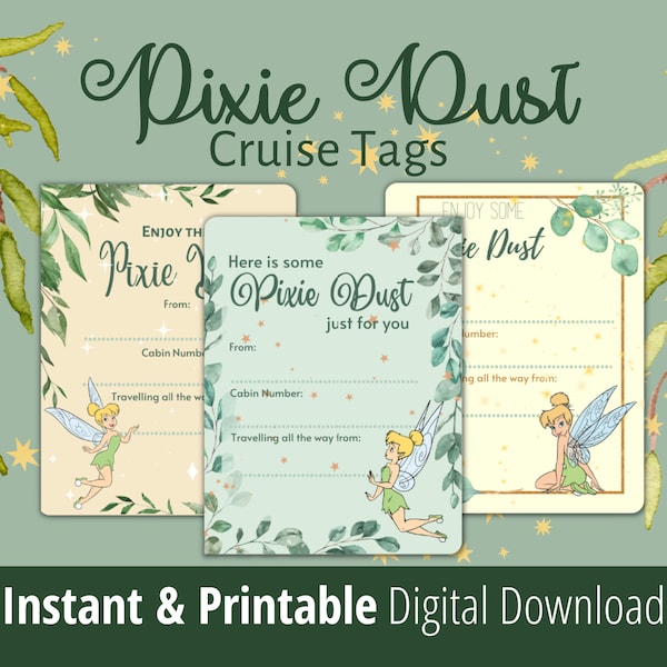 Pixie Dust Tag, Printable Digital Download, Fish Extender, Instant Unlimited Print, Carnival Duck Tags, Cruise Tag, Duck Label, Pixie Dusted