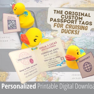 Cruising Ducks Passport, Digital Download, Tags for Ducks, Carnival Duck Tag, Gift for Cruise, Rubber Duck Tag, Cruise Duck Printable