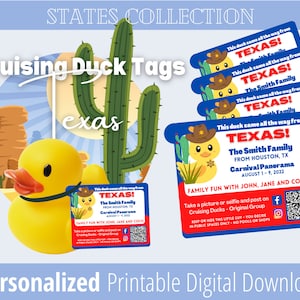 Cruising Ducks Tag, Digital Download, Tags for Ducks, Carnival Duck Tag, Gift for Cruise, Rubber Duck Tag, Cruise Duck Printable, Texas