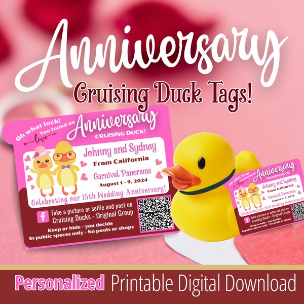 Cruising Ducks Tag, Anniversary, Digital Download, Tags for Ducks, Carnival Duck Tag, Girls Cruise Tag, Rubber Duck Tag, Cruise Duck Label