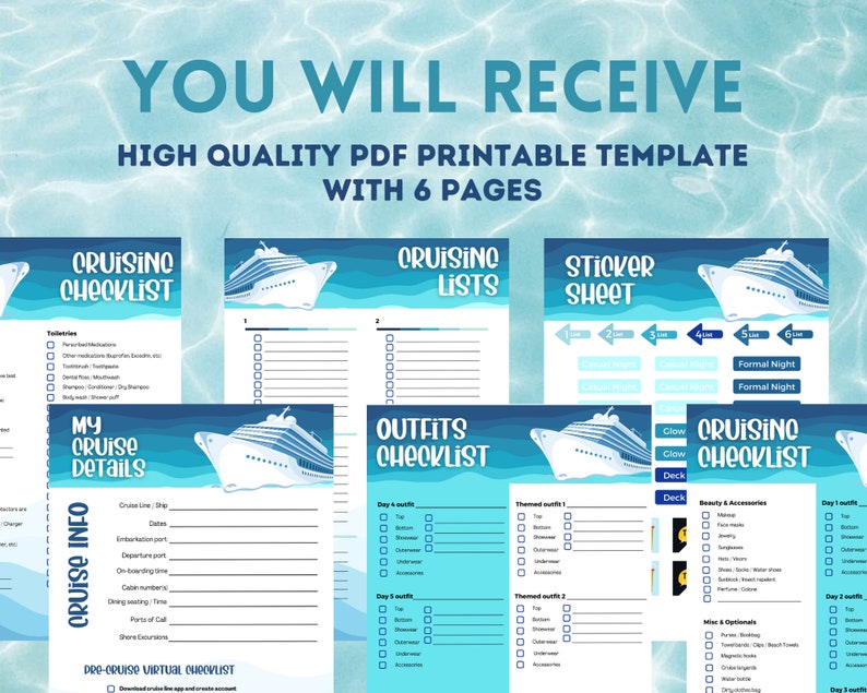 Instant Printable Cruise Checklist Digital Download Cruising - Etsy