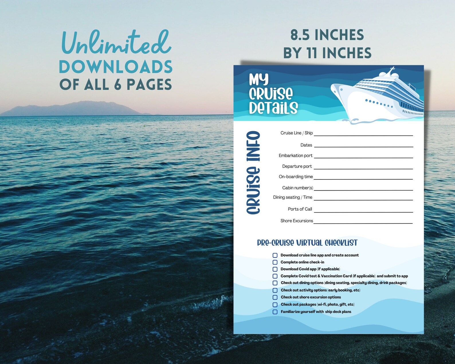 Instant Printable Cruise Checklist Digital Download Cruising - Etsy
