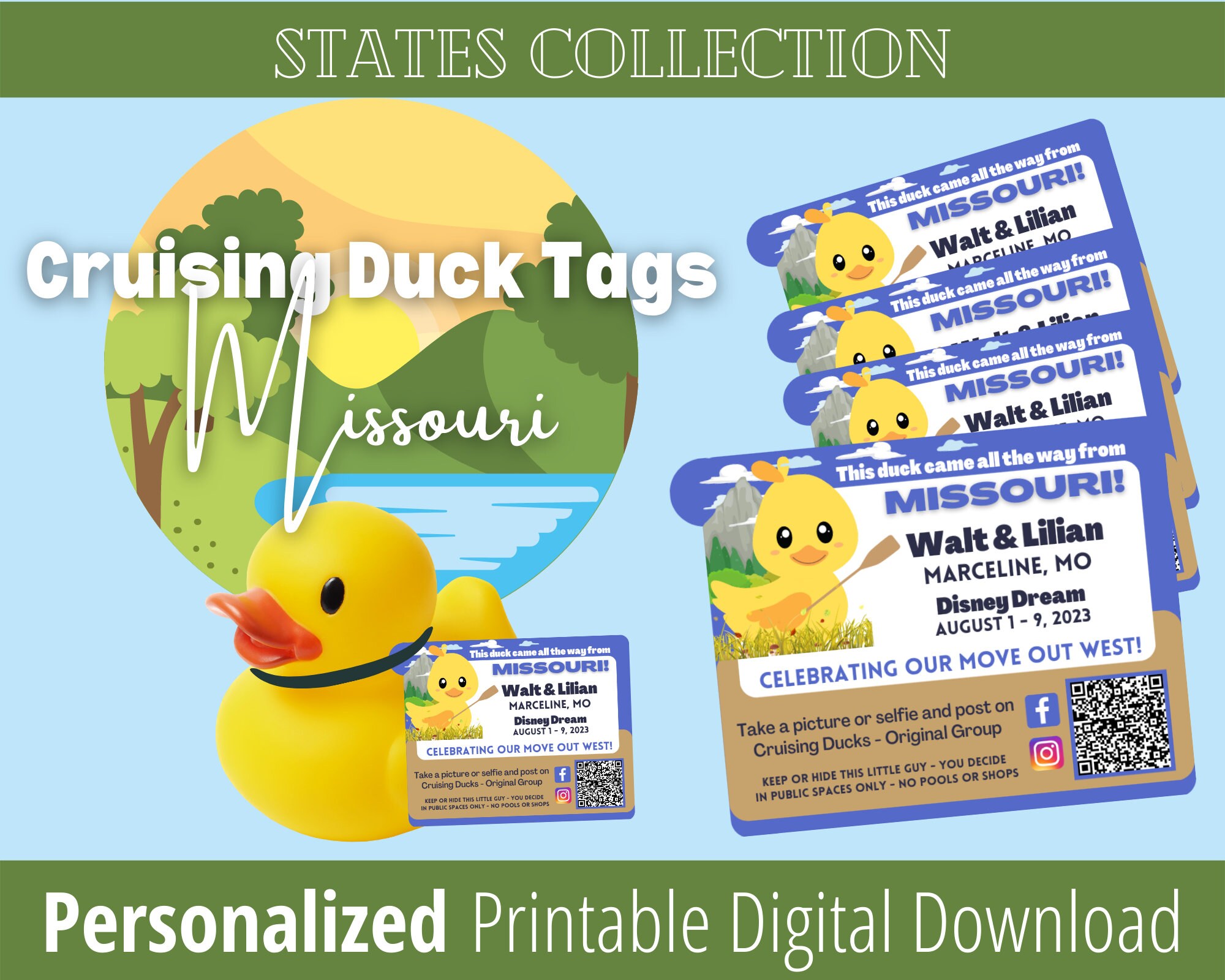 Cruising Ducks Tag Printable Digital Download Missouri - Etsy